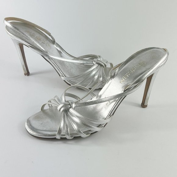St. John Shoes - St. John Silver Strappy Sandal Heels 8